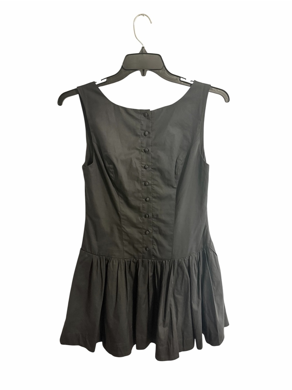 NIA Black Sleeveless Button Front Peplum Corset Back Dress Juniors Large